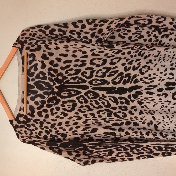 Ellison Linen Cotton Blend Oversized Cheeta Animal Print Boho Pullover Sz Large - Picture 2 of 13